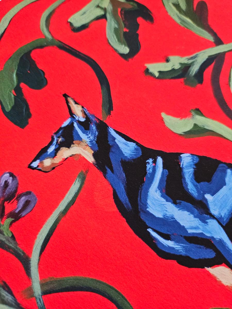 Dobermann Amongst Figs by Sylvie Baker