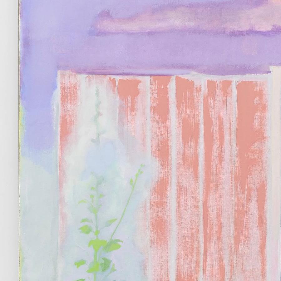 La peinture s'écaille et l'eau dévale le ciment, ils se douchent cachés dans le jardin by Simon Martin, 2023